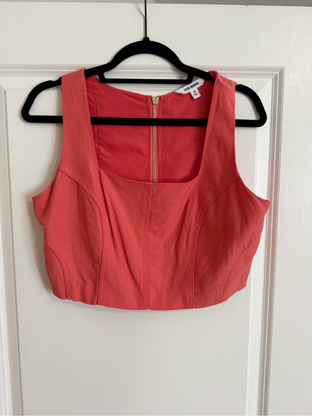 Steve Madden Coral-Pink Crop Tank Top